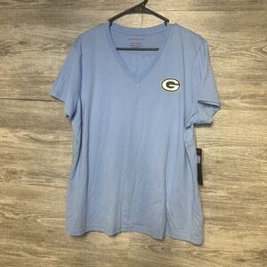 Margaritaville Womens Plus XXL Green Bay Packers Shirt NWT V Neck Light Blue